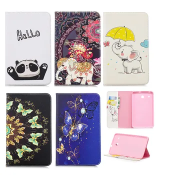 

Flip Cover Stand For Samsung Galaxy Tab E 8.0 inch T375 T377 SM-T375 Tablet Case Leather Wallet Coloured drawing Panda elephant