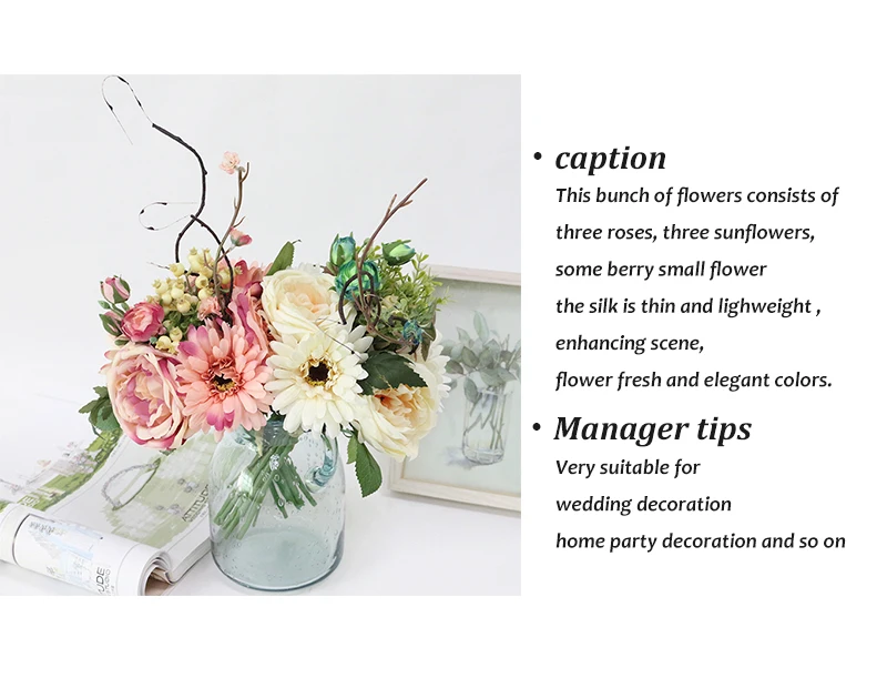Artificial Wedding Bouquets for Brides New design Bruidsboeket Flors Silk Flowers Bouquets with Berry for Wedding Decoration (