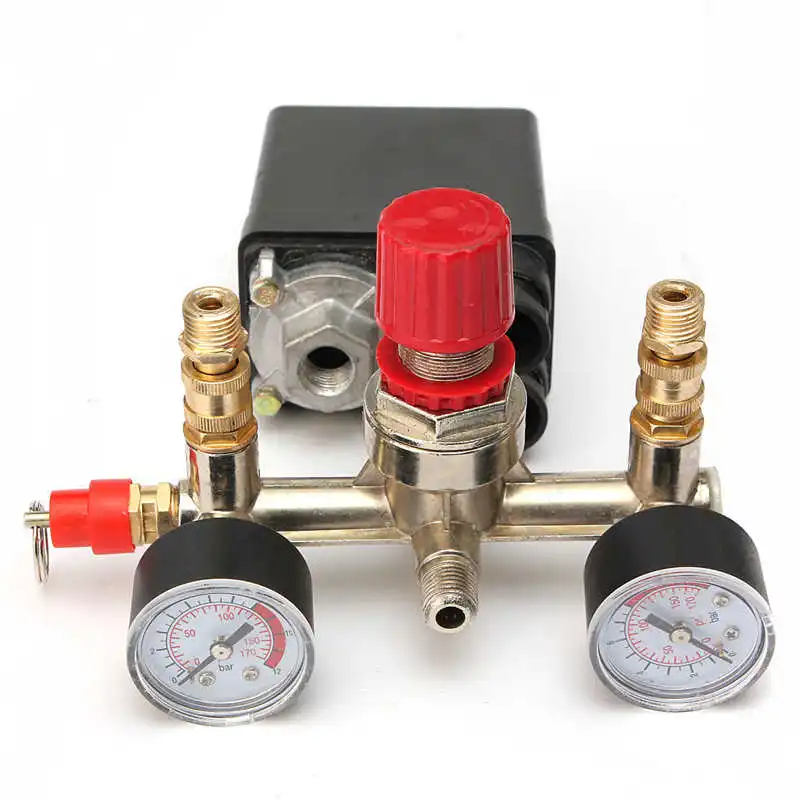 

2 phase, 1 port 230V Air Compressor Pump Pressure Control Switch + 2 Valve Press Gauges Air REGULATOR HEAVY