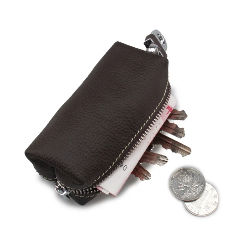 

Leather Key Wallet Premium Zipper Genuine Leather Car Keychain Key Holder Key Case Bag Credit Card Holder Wallet