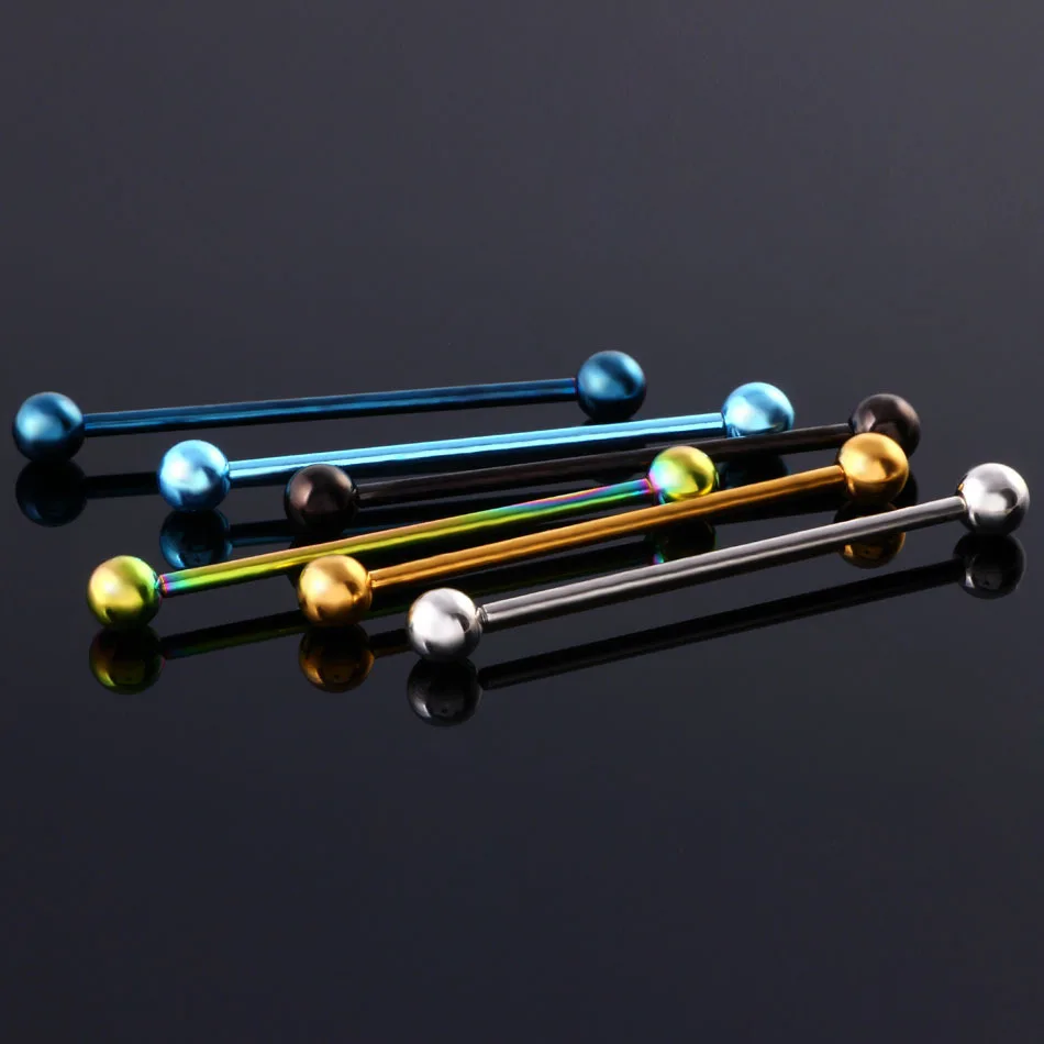 1 Pc 1.6*34+5mm Stainless Steel Industrial Piercing Ear Cartilage Stud Earring Barbell Straight Ear Piercings Barbell Jewelry - Image 3