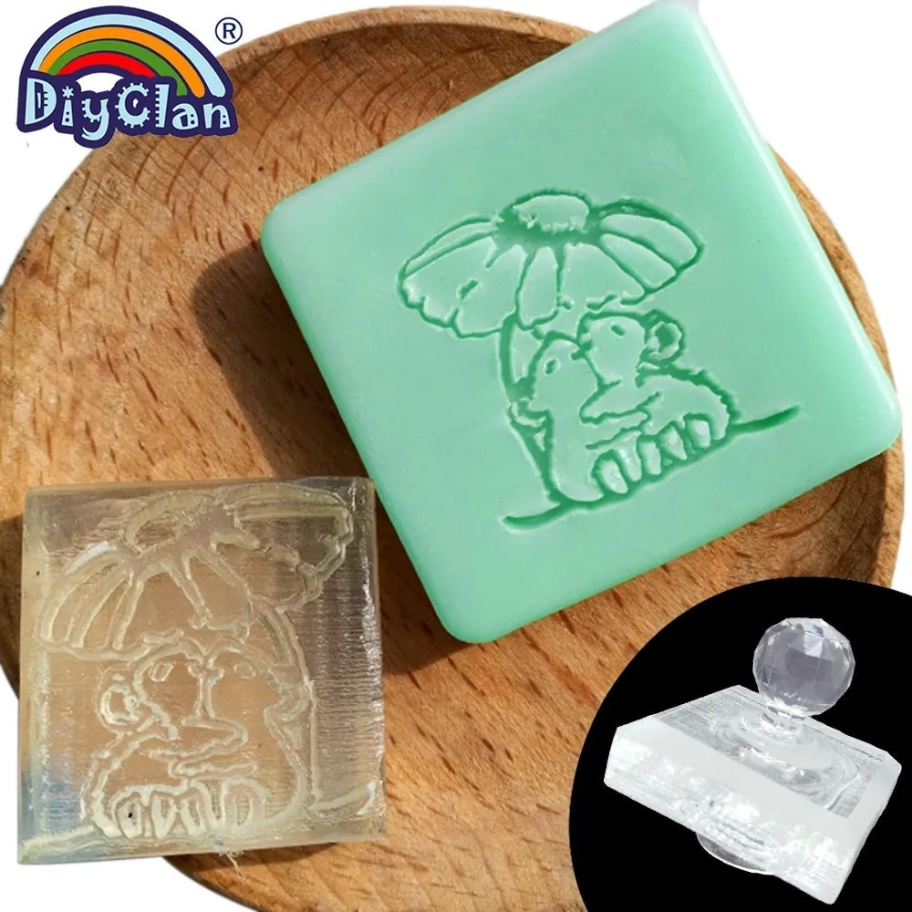 Marmot style handmade resin soap stamp custom DIY new resin Soap printed mold pattern Cartoon mouse soap chapter Z0107LS - Цвет: stamp with handle