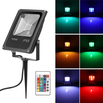 

10W RGB LED Lawn Lamp Floodlight Spotlight Remote Controller Waterproof Garden Channel Spotlight AC 85-245V