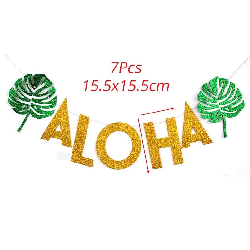 MEIDDING с днем рождения тропические вечерние баннеры Aloha одноразовая салфетка для посуды принадлежности пальмовые воздушные шары с листьями Фламинго Декор - Color: banner 1