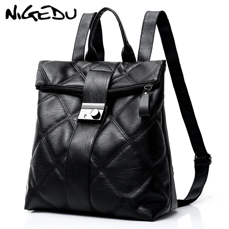 Diamond Lattice Women Backpack Soft PU Leather school bag For Teenager Girls Black Female Rucksack Mochila Anti-theft Travel bag Diamond Lattice Women Backpack Soft PU Leather school bag For Teenager Girls Black Female Rucksack Mochila Anti-theft Travel bag