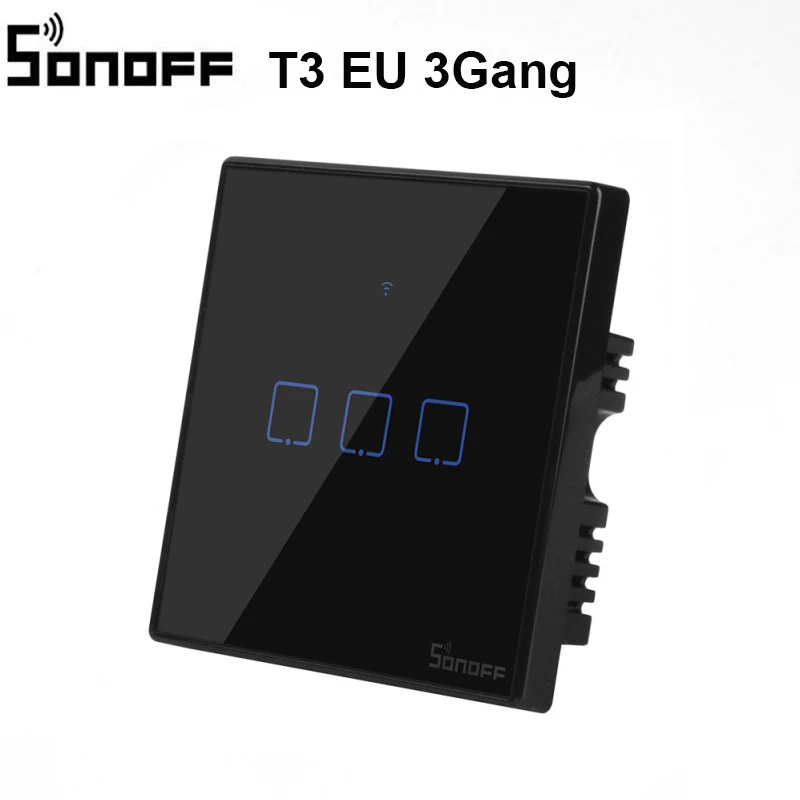 Sonoff T2 T3EU панель WiFi RF433Mhz/APP/сенсорное управление беспроводной дистанционный переключатель освещения 1 2 3 банды настенное стекло Alexa EWelink управление - Комплект: T3 EU 3Gang