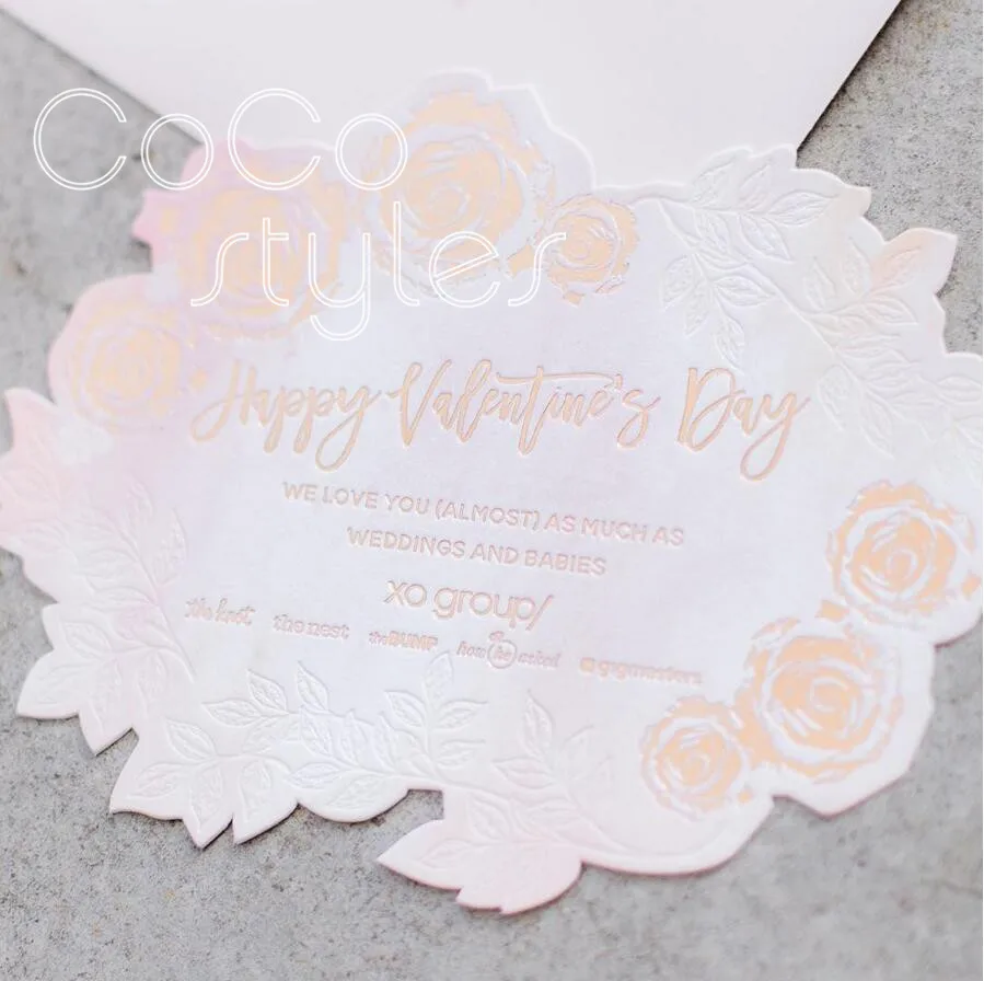  Cocostyles custom design die cut invitation card with gold foiling and letterpress for all kinds of - 32888741615