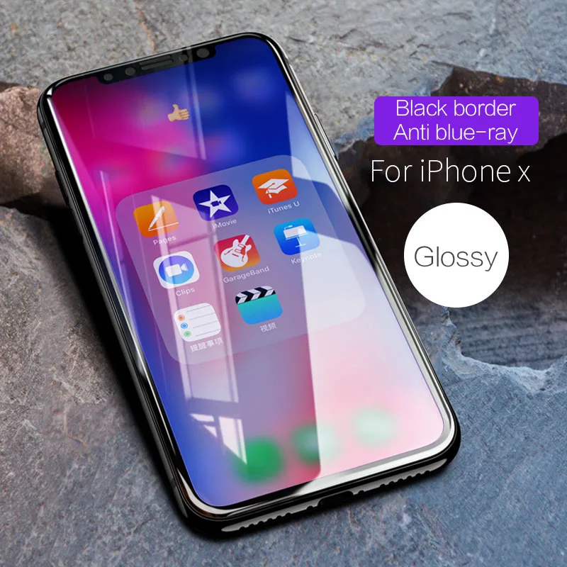 PZOZ для iphone X XS Max XR матовое закаленное стекло полная защитная крышка для экрана телефона защитная пленка 5D для iphone xs plus xr 9H - Цвет: Glossy For iPhone X