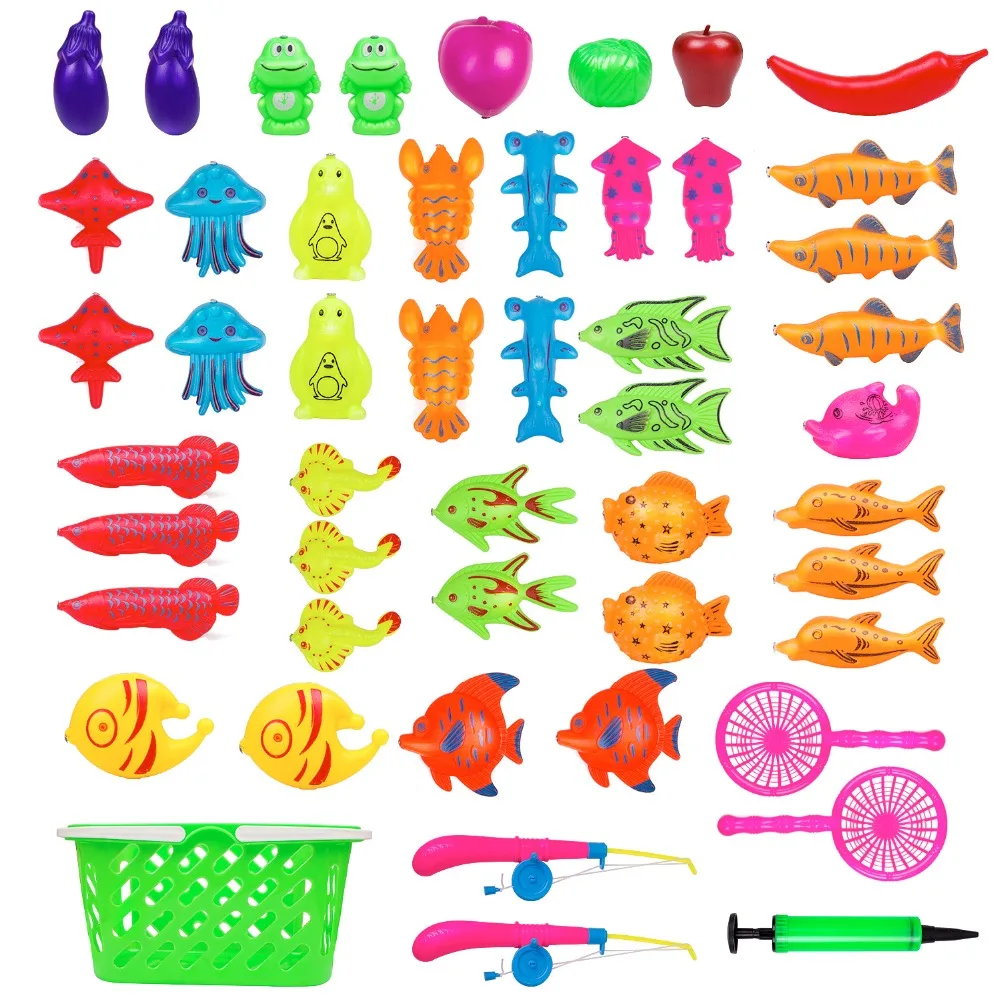 50 Pieces Fishing Toy Bath Toys Waterproof Floating Fish