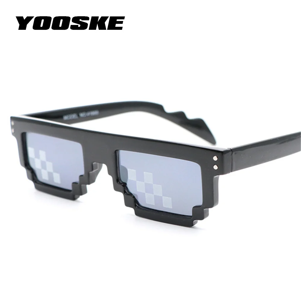 

YOOSKE Thug Life Deal With It Glasses Men 8 Bit MLG Pixelated Sunglasses Women Vintage Party Eyeglasses Mosaic Pixel Eyewear