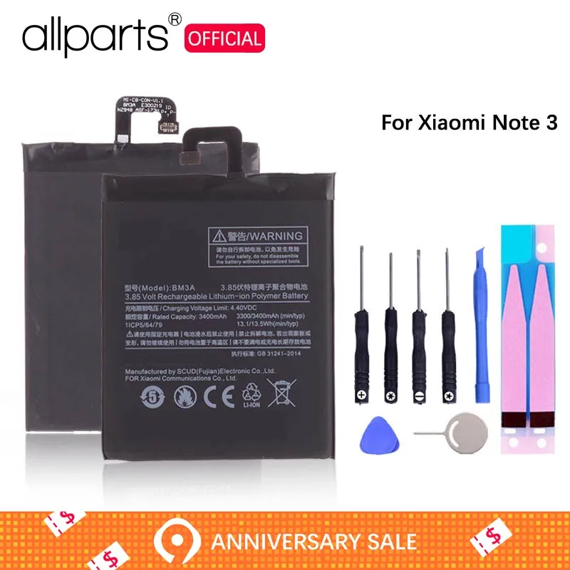 

Original Replacement Battery For Xiao mi Note3 Note 3 BM3A Genuine Phone Battery 3300 mAh