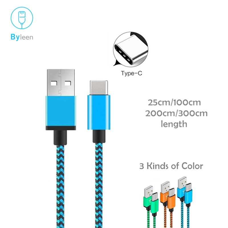 Зарядный кабель Byleen USB Type C для быстрой зарядки и синхронизации данных длиной 0 25/1/3