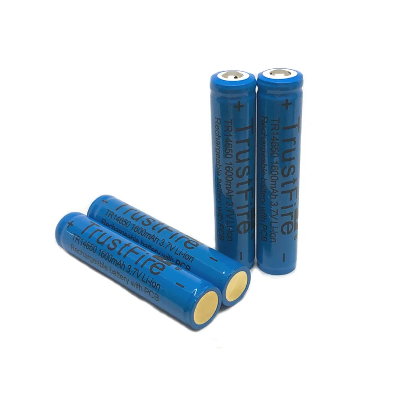 

4pcs/lot TrustFire 14650 1600mAh 3.7V Lithium Protected Battery Rechargeable Batteries with PCB Power Source For LED Flashlight