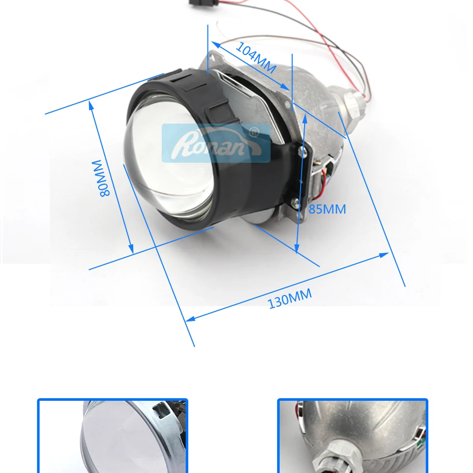 Светодиодный налобный светильник RONAN 3," Bi для проектора с фишками Sam-Sung для H1 H4 H7 9005 90006, автомобильный налобный светильник, модифицированный автомобильный Стайлинг