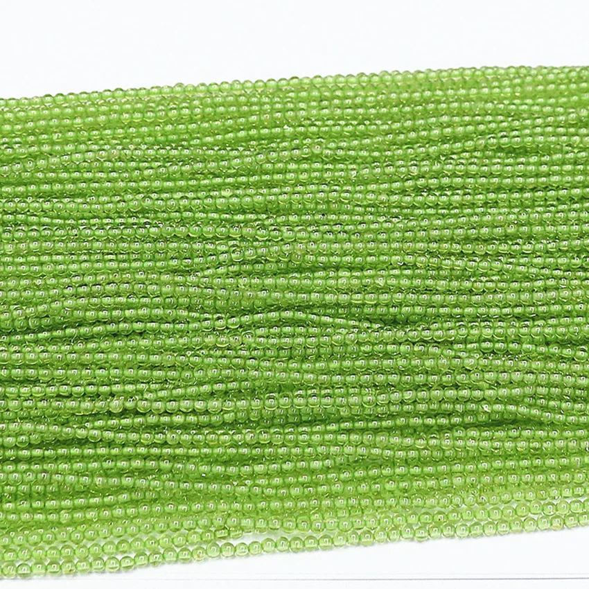 

Natural stone olivine green jades chalcedony 2mm 3mm round spacer accessories loose beads high quality diy jewelry 15inch B445