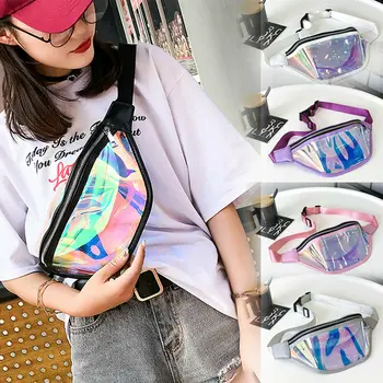 

2019 Newest Hot Women Travel Waist Fanny Pack Money Phone Belt Wallet Glitter Laser Multicolor Bum Bag Pouch