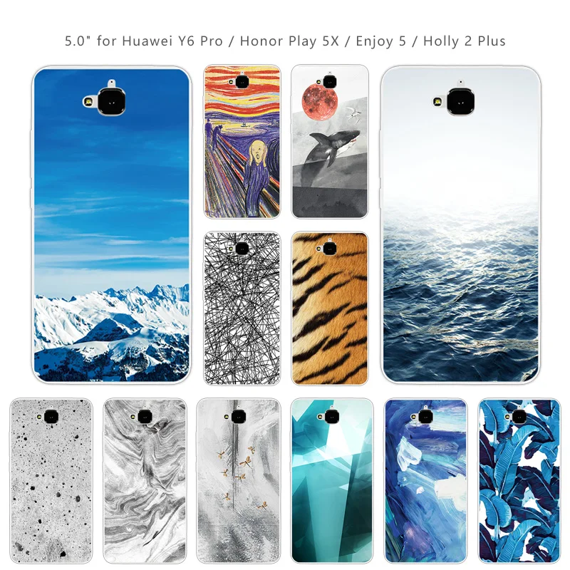 for Huawei Y6 Pro / Honor Play 5X Enjoy 5 Holly 2 Plus Clear Silicone Phone Cases For 4C pro Landscape Coque |