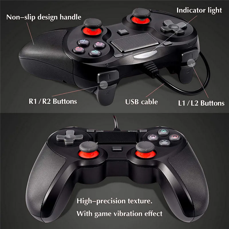 KEBIDU для PS4 USB геймпад контроллер проводной с двойной игровой вибрацией Playstation 4/3