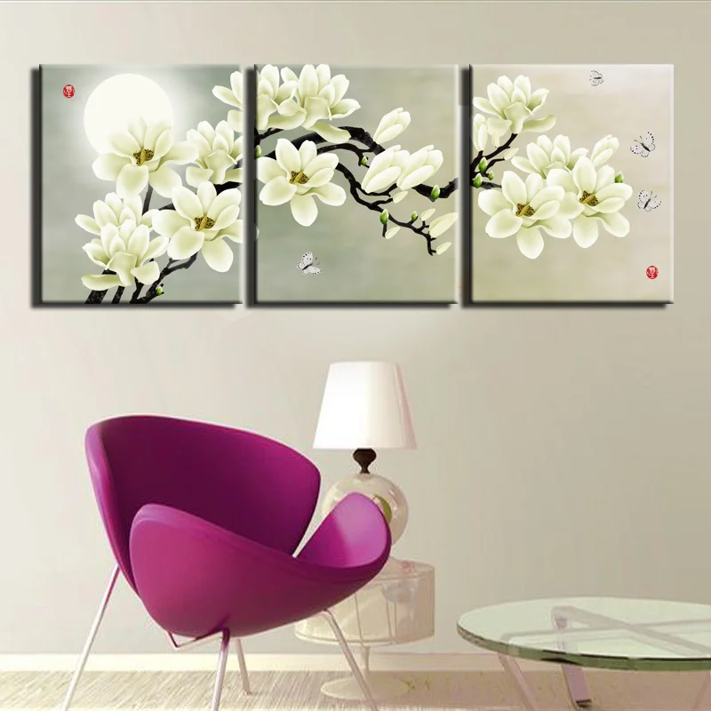 

New 3 Piece canvas art HD Abstraction Canvas Wall Art Distinction for home Flower Picture Black And White free shipping\J0041