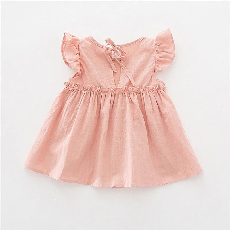 

Summer Toddler Kids Baby Girls Ruffle Solid Linen Elegant Princess Party cute Dress Clothes 18M-5T sukienki dziewczynka #sg