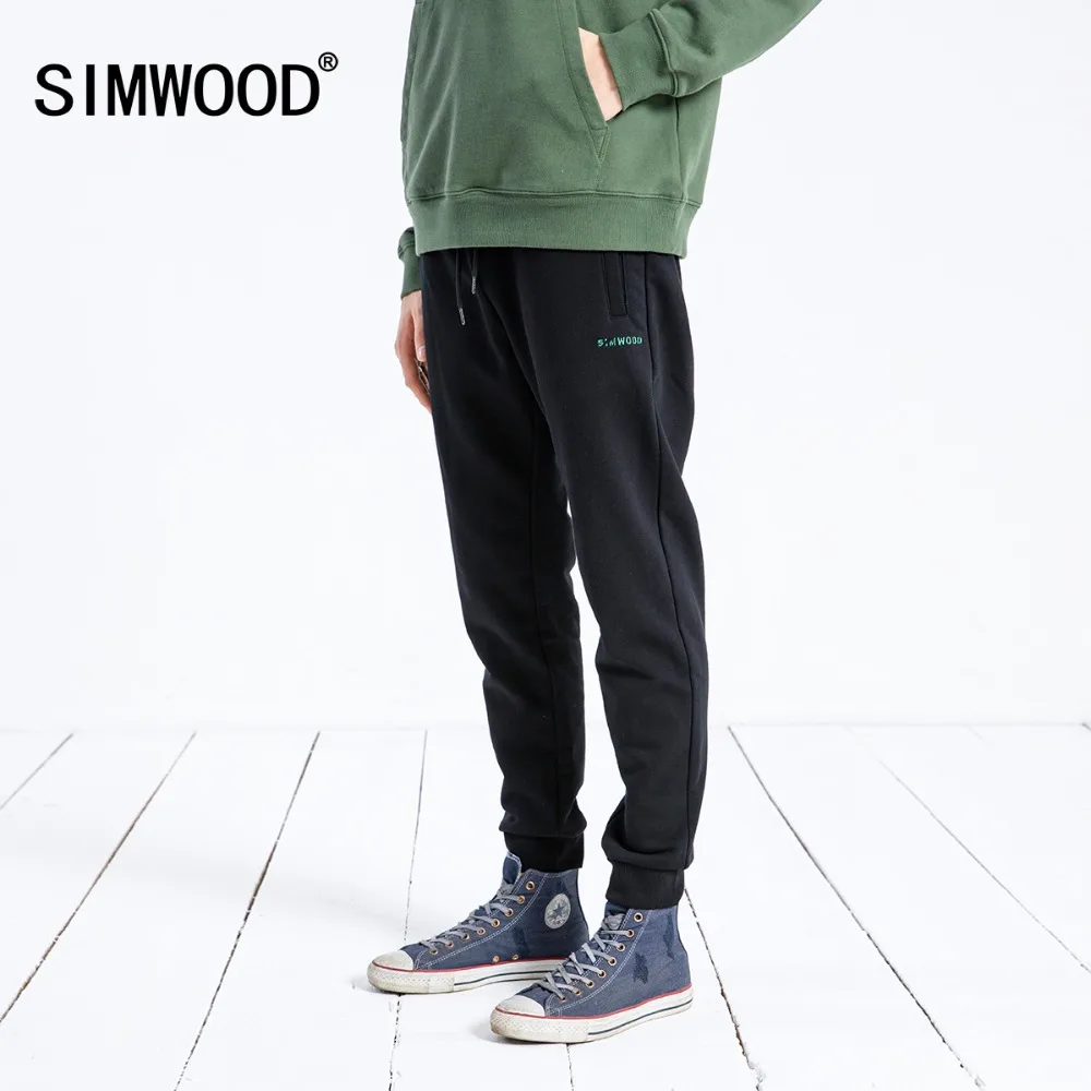 

SIMWOOD 2019 Spring Casual New Jogger Pants Men Embroidery Drawstring Plus Size Comfortable Elastic Waist Sweatpants 180528