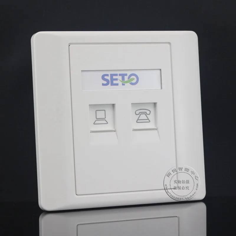 Cat6 Network Faceplate Gigabit Wall Plate 2 Ports Cat3 RJ11 Telphone Socket