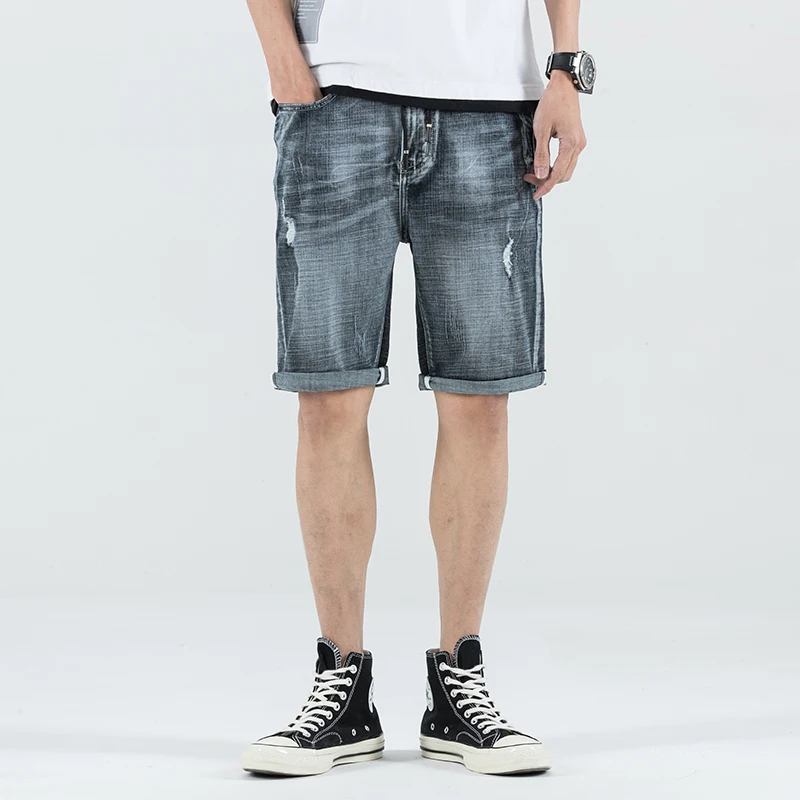 

Summer Stretch Thin high quality cotton Denim Jeans male Short Men black Soft fashion casual Shorts Pants Plus Size 28-36