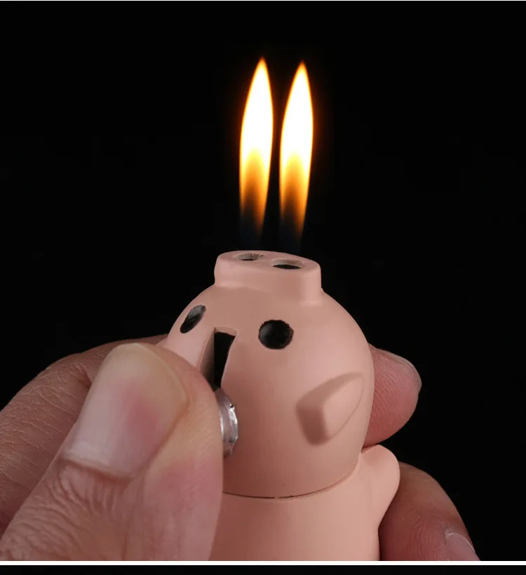 Новая креативная Бутановая Зажигалка, забавная игрушка, портативная Маленькая свинья, двойная зажигалка, брелок для ключей, надувная,, огненная зажигалка, без газа