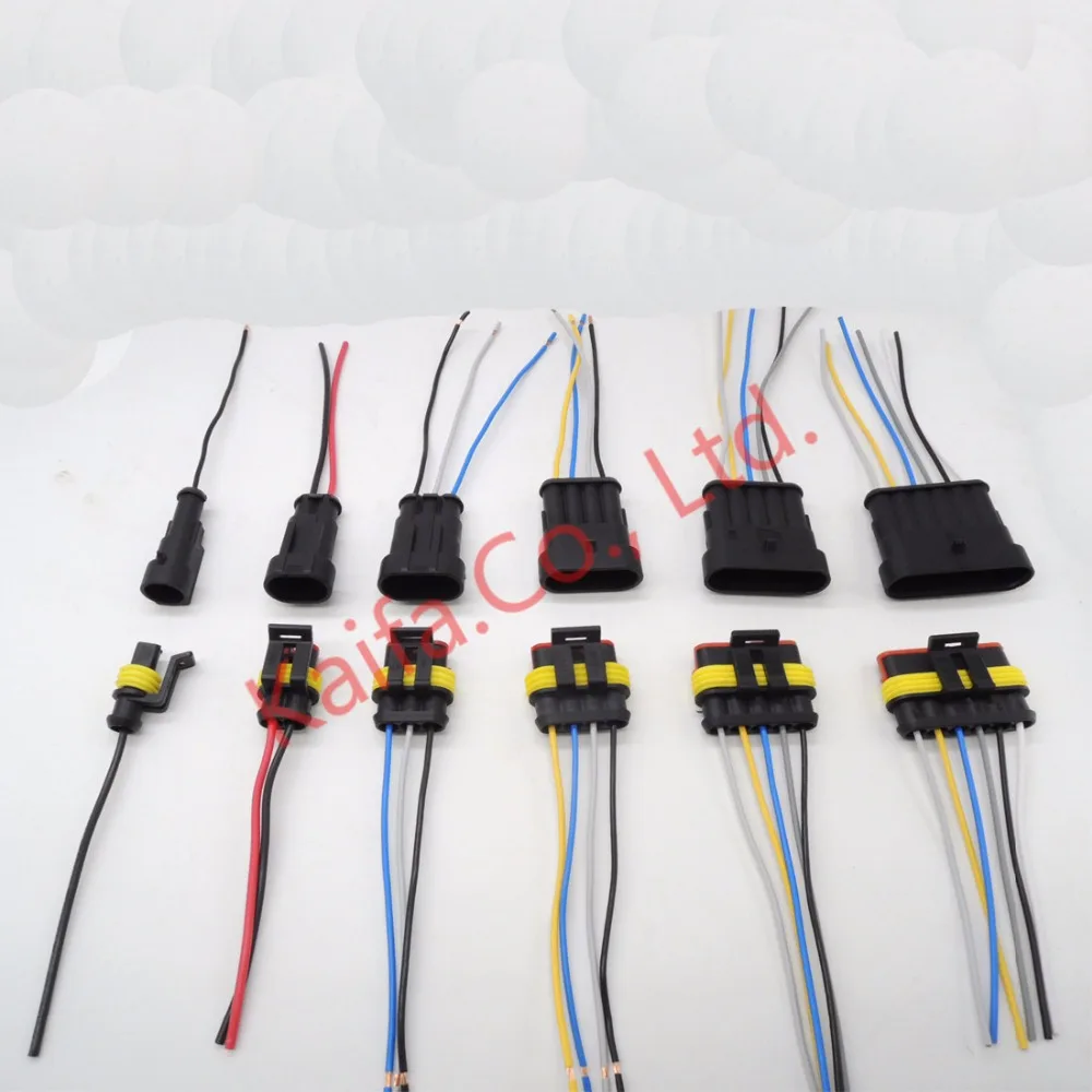 

10sets/lot Kit 1/2/3/4/5/6 Pin Way Waterproof Electrical Wire Connector Plug Wire harness