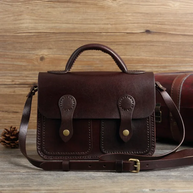 Japan Style 100 Handmade Genuine Leather Girls Messenger Bag Satchel