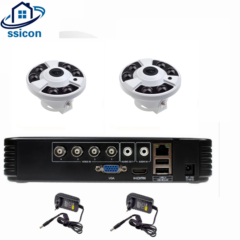 SSICON 4CH AHD 1080 P DVR безопасности Камера Системы 2 шт. 1080 P панорамный Fisheye 360 градусов Камера CCTV дома DVR наблюдения комплект