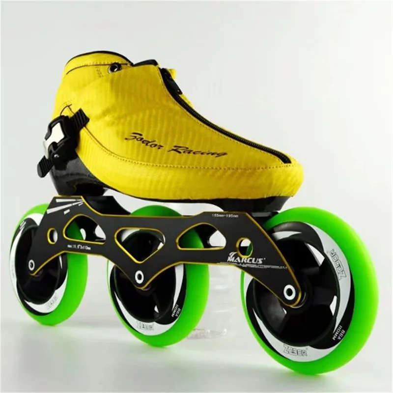 الكربون الألياف الفيبرجلاس سرعة حذاء تزلج بعجلات ثلاثة عجلة كيد الكبار المنافسة الشارع سباق أحذية رياضية التدريب Patines F026