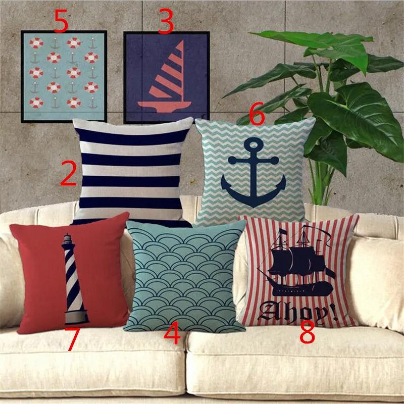 Nautical Sailor Anchor Pillowcase Pillow Covers Cushion Cover Sofa Home Decor