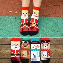 Осень Зима корейские носки Прекрасный Санта Клаус серии женщина хлопок мультфильм Harajuku Рождество носок Meias Mulheres Ez *