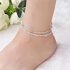 Tobillera de cadenas multicapa de Plata de Ley 925 auténtica puro para mujer, joyería para pies, pulsera para piernas, Tobillera NB089 ► Foto 1/3