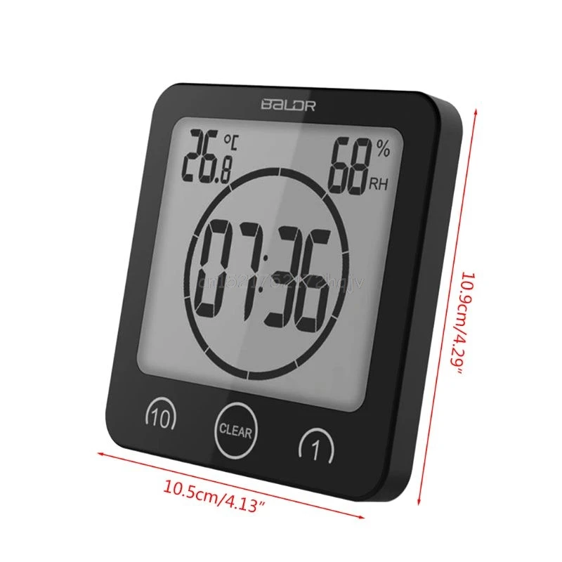 

Baldr Digital Timer Clock Alarm Countdown Thermometer Hygrometer Bathroom Shower Makeup Cooking Stopwatch Suction My30 19