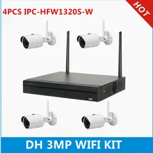 Dahua 3MP пистолет камера Wi-Fi комплект: 4 канала wifi NVR2104HS-W-4KS2 и 4 шт. 3MP наружная камера wifi IPC-HFW1320S-W