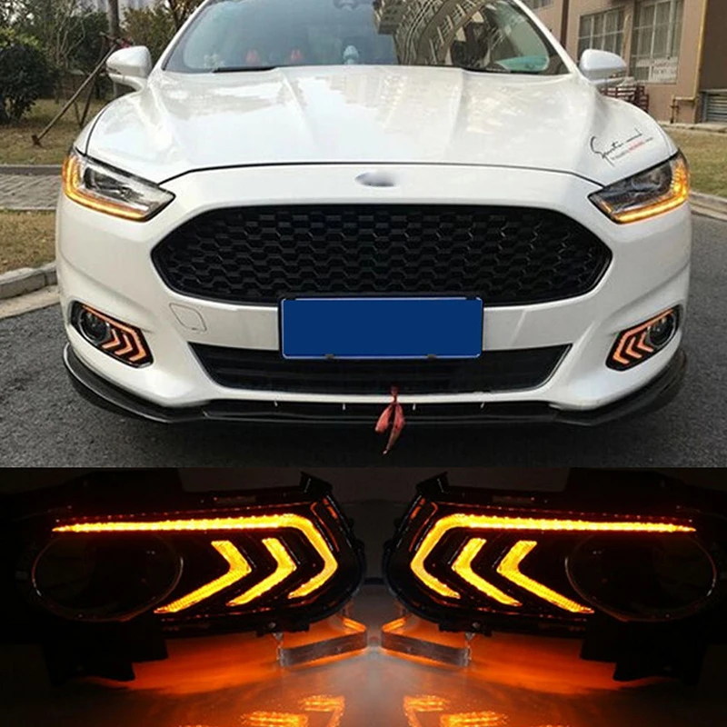 LED daytime running light DRL Fog lamp for Mondeo Fusion 2013-2016 Double Color