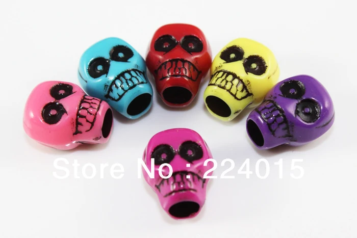 

Free Shipping!100Pcs/10*14mm Random Mixed Skull Big Hole Acrylic Spacer Beads Jewelry Findings For Necklace r & Bracelet Making