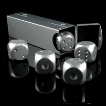 5pcs Dice Set Quality Aluminium Alloy Poker Dice Silver Gold Portable Dominoes Metal Dice Party Drinking Game Xmas Gifts truth or dare drinking dice