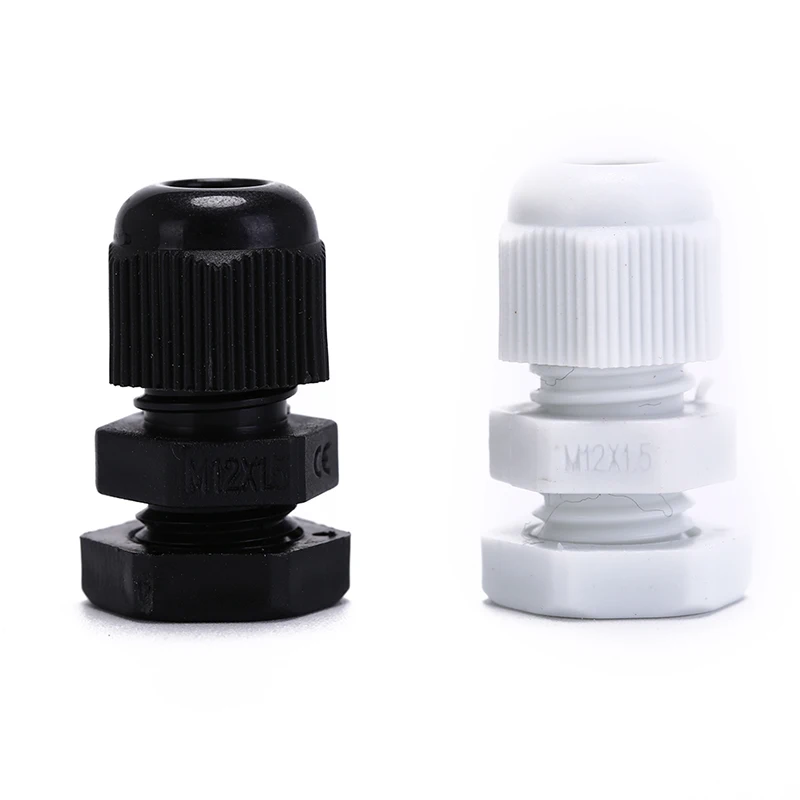 

10pcs/lot IP68 M12 for 3mm-6.5mm Cable CE Waterproof Nylon Plastic Cable Gland Connector