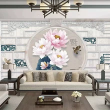 Beibehang заказ моды обои китайский 3D лотоса тиснением китайской границы Мраморный Узор задний план обои для стен