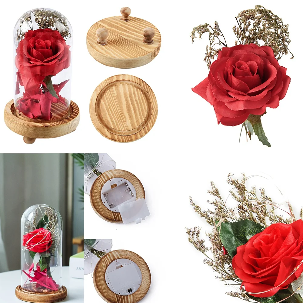 Подарки святого Валентина красная роза в Стекло купол светодиодный вечная роза для Свадебная вечеринка домашнего декора мать подарок на день рождения