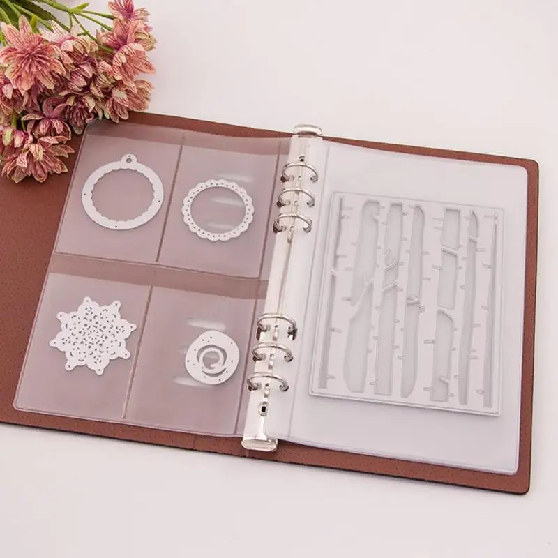 Cutting Dies Seal Transparent Stamps Collections Case DIY Scrapbooking Stencil Synthetic Leather Storage Book Template Holder