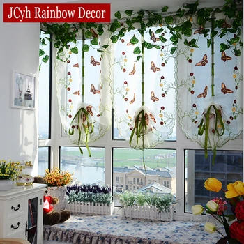 

Butterfly Tulle Roman Curtain For Living Room Bedroom Window Embroidered Curtain For Kitchen Sheer Curtain Screening Panel