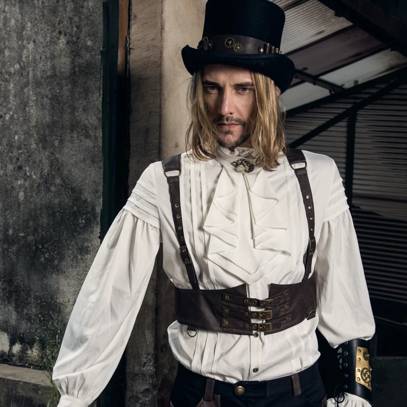 Steampunk Vintage Men's Faux Leather Vest Unique Design Rock Punk Rivet