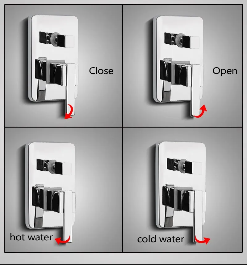 Valve Mixer,Solid Brass In Wall Concealed Bathroom Shower Control Switch Valve Hot &Cold Water Shower Switch Mixing Valve (12)