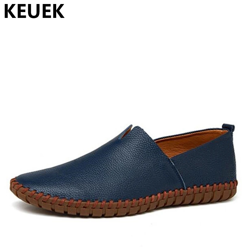 

Genuine Leather Men Loafers Fashion Handmade Driving shoes Moccasins Soft Cow Leather Men Flats Slip On Hollow out Boat shoe 01B