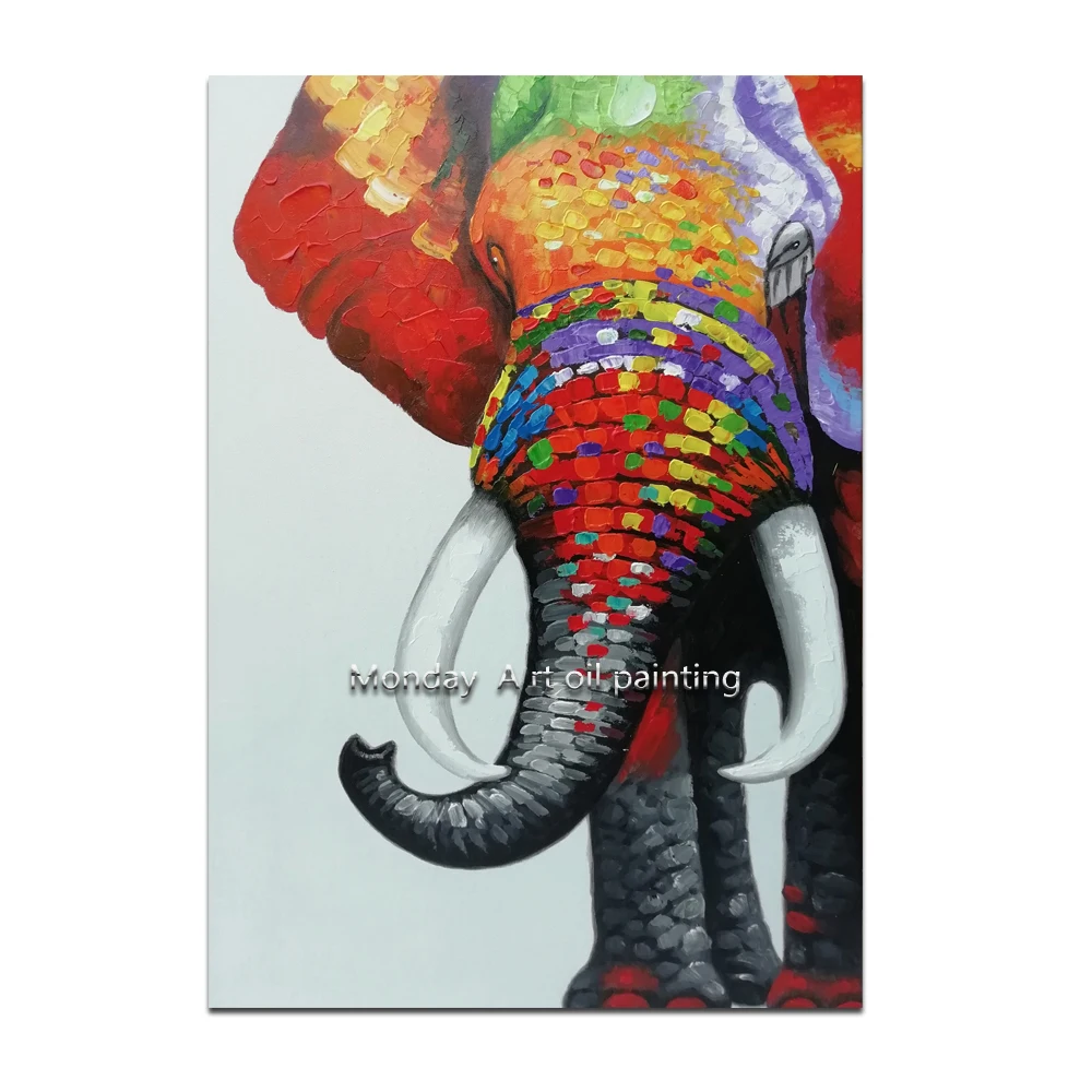 SELFLESSLY-Handpainted-Oil-Painting-Colorful-Elephant-Wall-Art-Pictures-For-Living-Room-Canvas-Prints-Animal-Decorative (2)