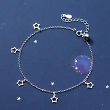 Подлинные реального. 925 пробы серебро ювелирных украшений открытым полые звезда ножной браслет GTLS713